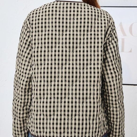 NEW! Womens Reversible Button Down Puffer Padded Coat & Plaid Quilted Jacket - Picture 4 of 6